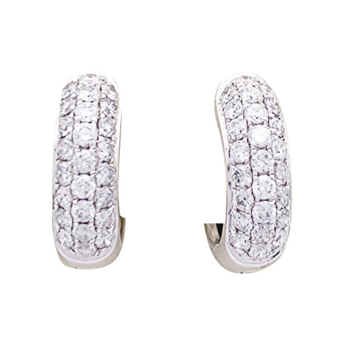 Boucles d'oreilles Créoles or blanc et diamants. 58 Facettes 33864