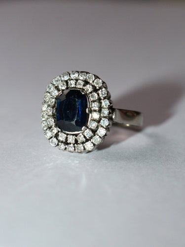 Bague 50 Bague Or Blanc Saphir double entourage Diamants 58 Facettes 577