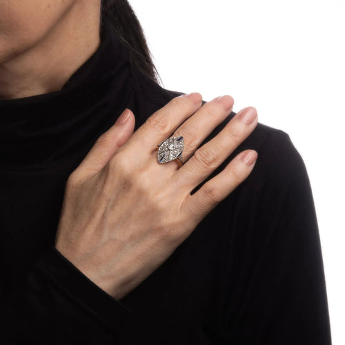 Bague 52.5 Bague Saphir Diamant Art Déco Vintage 58 Facettes G12009