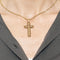 Collier Chaine maille gourmette or jaune et pendentif croix en or rose et perles 58 Facettes ROM1063