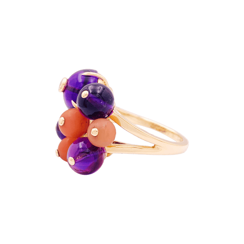 Bague 53 Bague Cartier, "Délices de Goa", or jaune, diamant, corail, améthystes. 58 Facettes 34812