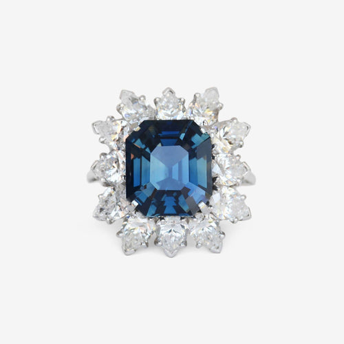 Bague Bague Saphir de Madagascar octogonal bleu vert de 6,18 carats Gem Paris 58 Facettes ANR-9293