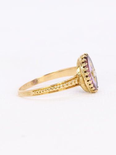 Bague 55 Bague Napoléon III or jaune améthyste perle 58 Facettes J600