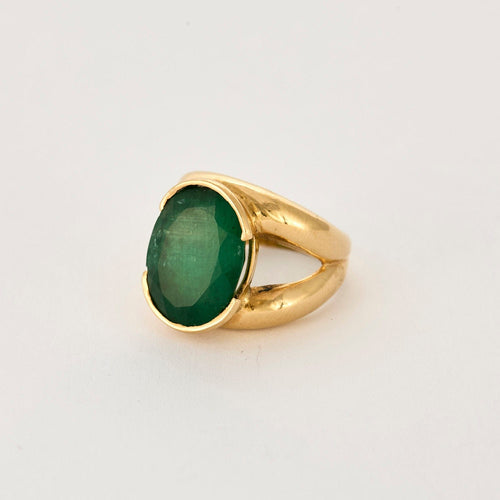 Bague 53 Bague or jaune et émeraude 58 Facettes GU286