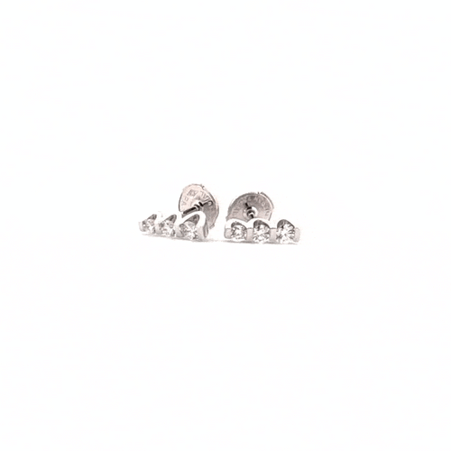 Boucles d'oreilles Puces d'oreilles Trilogie Or Blanc & Diamants 58 Facettes