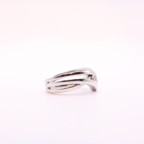 Bague Bague trilogie de diamants  sertis sur or blanc 58 Facettes