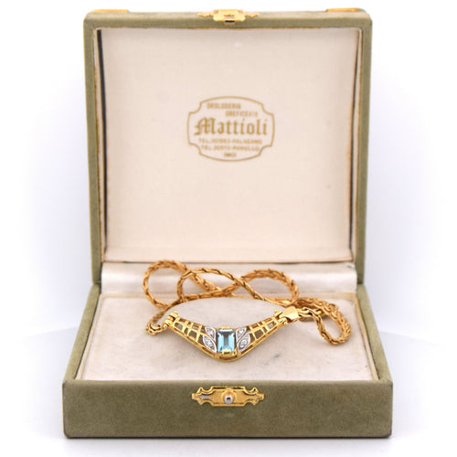 Collier Collier en or jaune - aigue-marine et diamants 58 Facettes