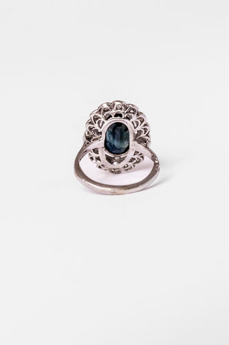 Bague 51 Bague Marguerite en platine, saphir et diamants 58 Facettes