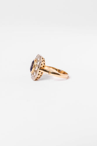 Bague 51 Bague en or jaune, saphir et diamants 58 Facettes