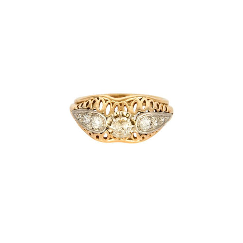 Bague 57 Bague Jonc Retro en or jaune et diamants 58 Facettes
