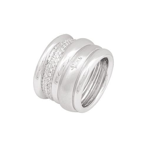 Bague 54 Bague Pomellato, "Tubolare", or blanc, diamants. 58 Facettes 34443