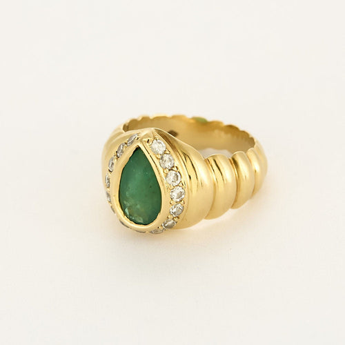Bague 53 Bague en or jaune, émeraude et diamants 58 Facettes LIS2487X2