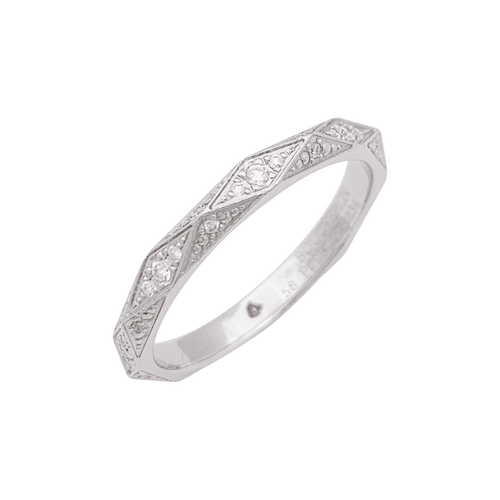 Bague 58 Alliance Boucheron "Facette" platine, diamants. 58 Facettes 34400