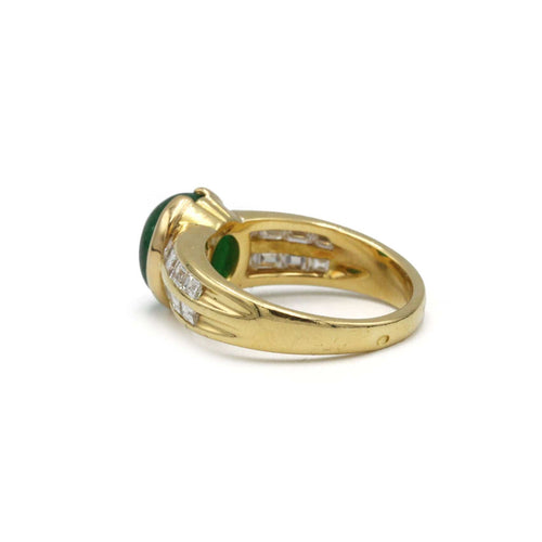 Bague 53 Bague or jaune diamants carrés et émeraude cabochon 58 Facettes 1284