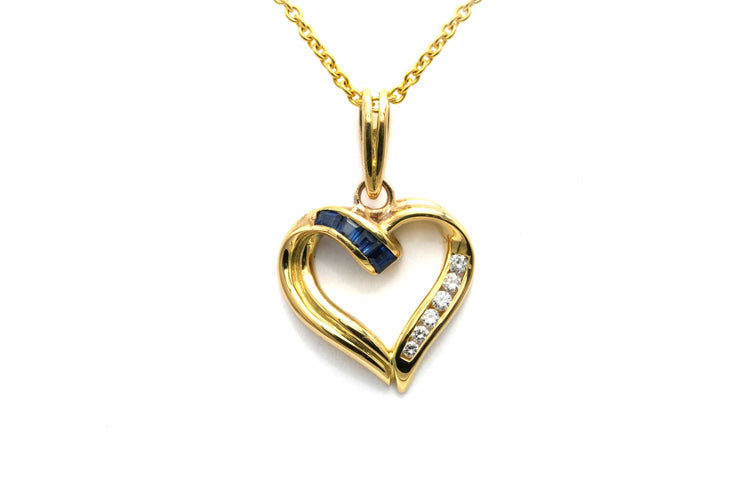 Pendentif Pendentif contemporain or jaune serti de saphirs et de diamants taille brillant (+-0.057ct) 58 Facettes 22985