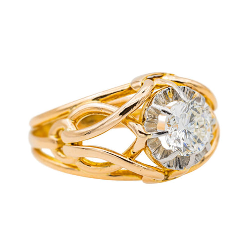 Bague 55 Bague Solitaire Or jaune, Platine Diamant 58 Facettes 3455901CN