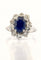 Bague 55 Bague en or blanc saphir de Ceylan non chauffé et diamants 58 Facettes
