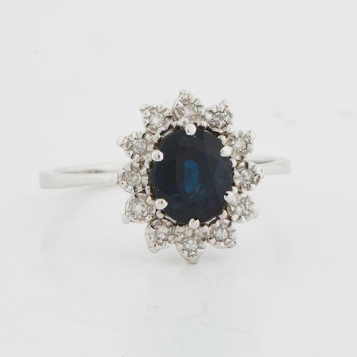 Bague 60 Bague Or Blanc - Style Marguerite avec Saphir et Diamants 58 Facettes RÉF 2151/12
