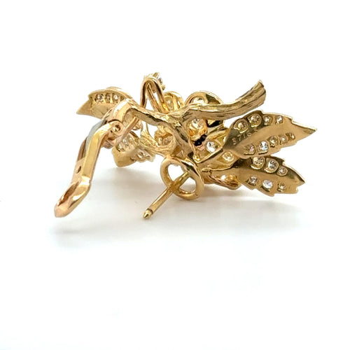 Boucles d'oreilles Boucheron - Boucles d’oreille « Fleur » Or jaune et Diamants 58 Facettes 3007/22