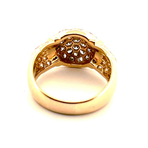 Bague 56 Bague dôme en or jaune 18 carats sertie de diamants 58 Facettes