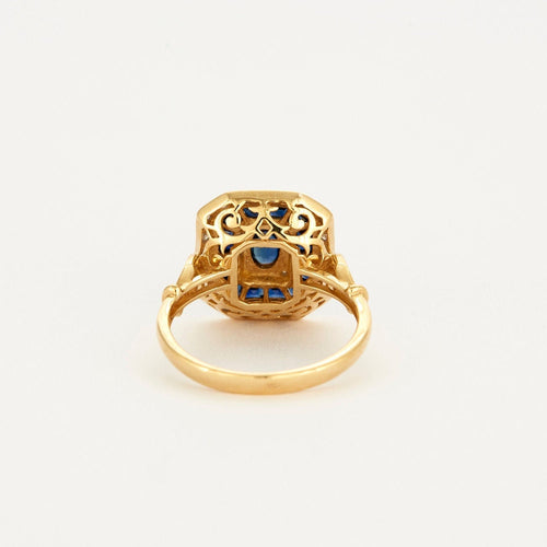 Bague 56 Bague style art déco saphirs, diamants or jaune 58 Facettes 1