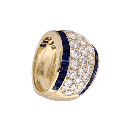Bague 51 Bague vintage or jaune, diamants, saphirs calibrés. 58 Facettes 34461