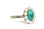 Bague 58 Bague Art Déco or blanc, turquoise et perles 58 Facettes 21751