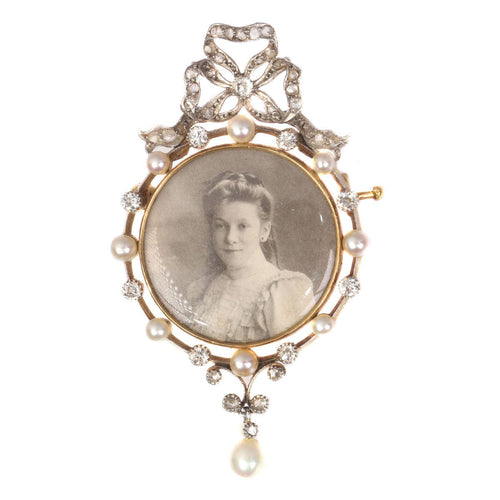 Broche Broche ancienne Belle Époque sertie de diamants et de perles 58 Facettes 20195-0157