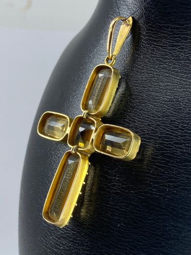 Pendentif Pendentif Croix en or, citrines 58 Facettes AB36