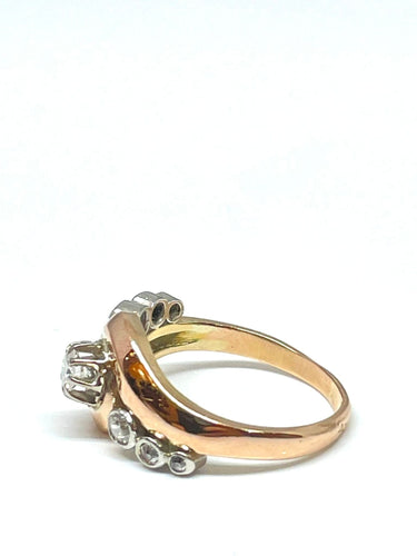 Bague 59 Bague ancienne or rose et blanc trilogie de diamants 58 Facettes