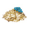 Broche Clip vintage Cartier, or jaune et turquoises. 58 Facettes 33462