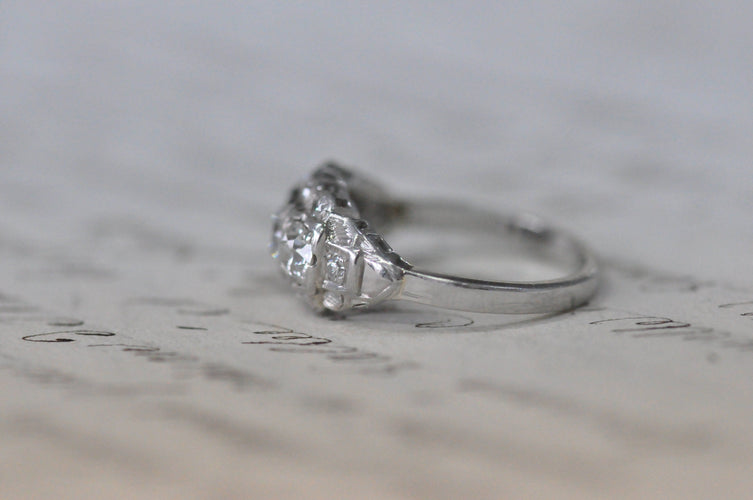 Bague 55 Bague géorgienne en platine et diamant 58 Facettes
