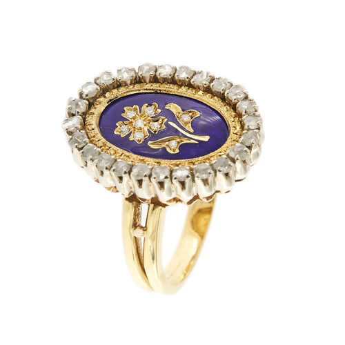 Bague Bague émaillée avec diamants 58 Facettes 35605
