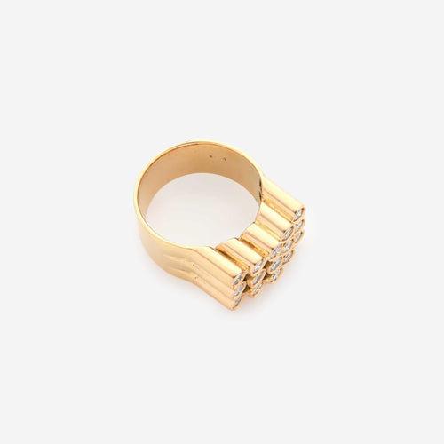 Bague 58 Bague tubulaire en or jaune sertie de diamants taille brillant 58 Facettes 22823
