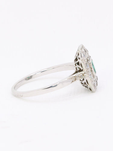Bague 54 Bague Art Deco émeraude diamants taille ancienne 58 Facettes 1108.9