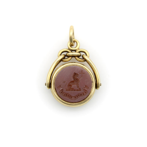 Gantelet pivotant victorien en or 18 carats avec boussole et intaille en pierre dure