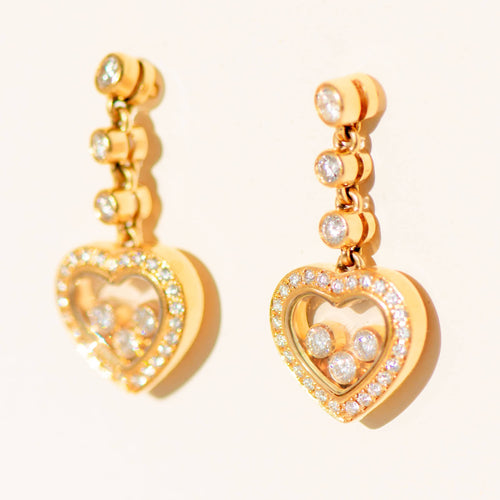 Boucles d'oreilles Boucles d'oreilles puces Chopard « Happy Diamonds » en or jaune 18 carats | Diamants 0,91 ct 58 Facettes 3285