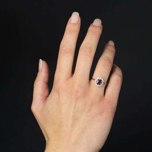 Bague 57 Bague marguerite rubis saphirs blancs 58 Facettes 23-272