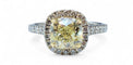 Solitaire en diamant jaune certifié fancy yellow , or blanc 18 carats