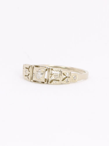 Bague géométrique or blanc diamants