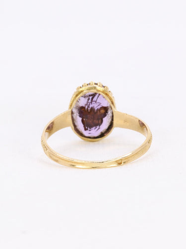 Bague 55 Bague Napoléon III or jaune améthyste perle 58 Facettes J600