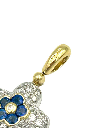 Pendentif Pendentif Croix 2 Ors 18K Saphir et Diamants 58 Facettes