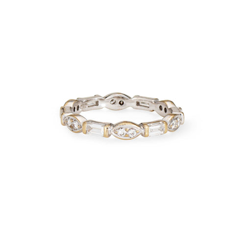 Bague 53.5 Bague d'éternité en or blanc à facettes mixtes 58 Facettes G14160