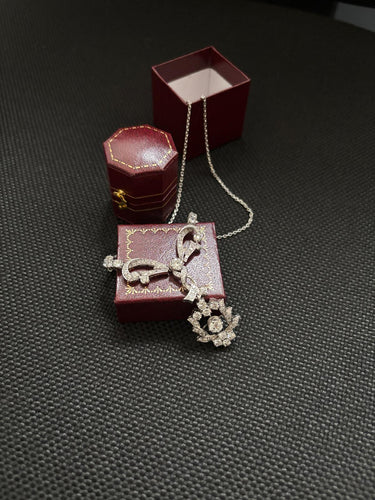 Collier Collier Art Nouveau en or blanc 18k et diamants 58 Facettes