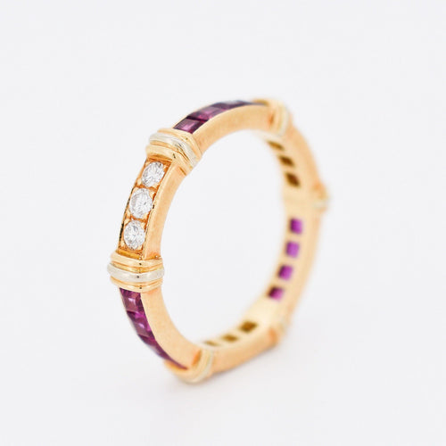 Bague 53 Cartier - Bague Alliance Contessa Vintage en Or Jaune et Blanc, Diamants, Rubis 58 Facettes 350