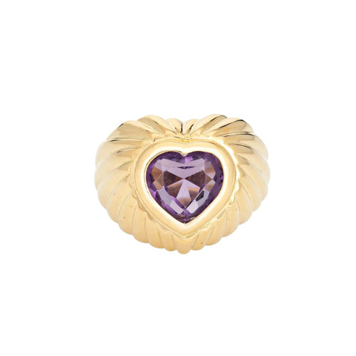 Bague 52.5 Bague coeur améthyste or jaune 58 Facettes G13536