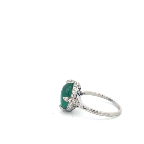 Bague Bague en platine, émeraude et diamants 58 Facettes UN0152