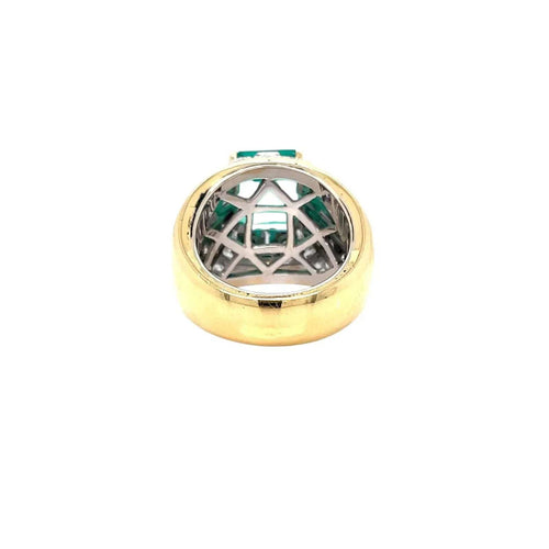 Bague 51 Bague cocktail en or avec diamant émeraude colombienne certifiée rétro 58 Facettes