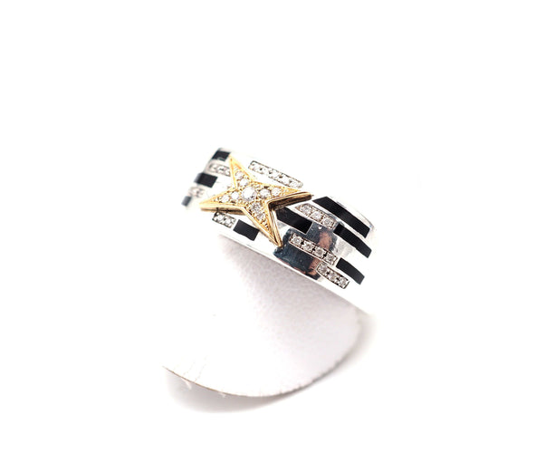 Bague 55 Bague Mauboussin en argent 925 et or 750, diamants et laques 58 Facettes