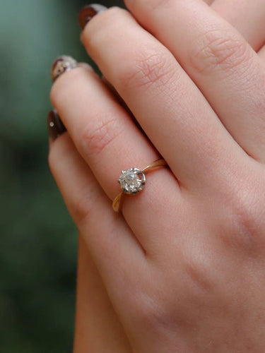 Bague 50 Solitaire or platine diamant taille ancienne 0.7ct 58 Facettes J218BIS